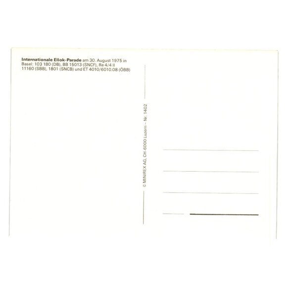 Internationale Ellok Parade Postcard Basel August 1975 By MINIREX CH-1402 Trains - Picture 2 of 2